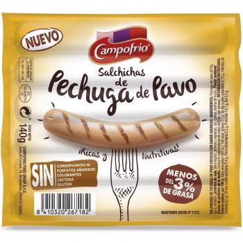 Campofrio Salchichas Infantiles de Pavo, 140 g, Baja Grasa
