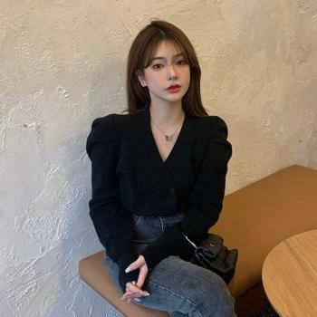 Autumn Chic Puff Sleeve Sweater Coat