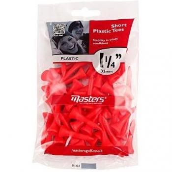 Masters Plastic 1 1/4 Short Tees Red Bag Of 50
