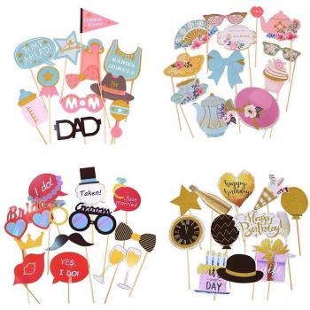 12PCS Wedding and Birthday Photo Booth Props