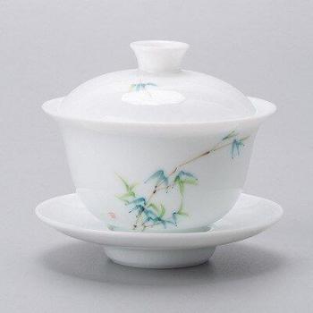 Hand Painted Landscape Ivory White Porcelain GaiWan Tea Bowl with Lid