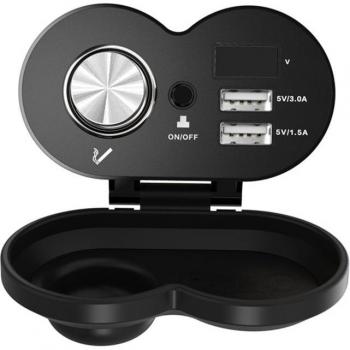 Chargeur USB double port QC 3.0 5V 3.0A/1.5A pour moto avec affichage horaire