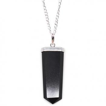 Women's Black Agate Flat Pencil Pendant