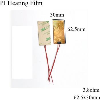 Alfombrilla de calefacción eléctrica 60x13mm, poliimida, voltajes 5V, 12V, 24V, 110V, 220V
