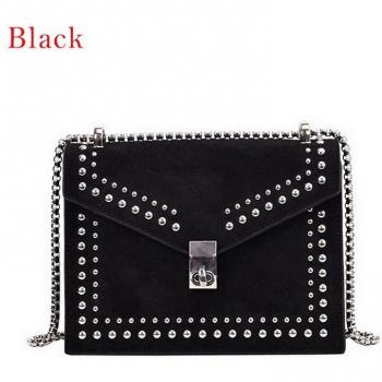 Vintage Leather Travel Handbag with Chain for Women