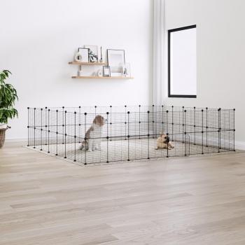 Jaula VidaXL 60 Paneles, Puerta de Acero Negro