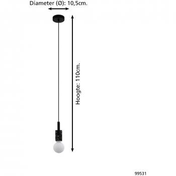 Lampadario Lobatia Acciaio Nero 1 Luce Sospeso