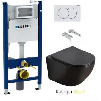 Inodoro suspendido Kaliopa negro 49cm con bastidor Geberit Duofix
