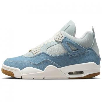 Air Jordan 4 Retro TEX Worn Blue Denim Women’s Shoes – Sail/Gum‑Light‑Brown Metallic Gold, Size 36