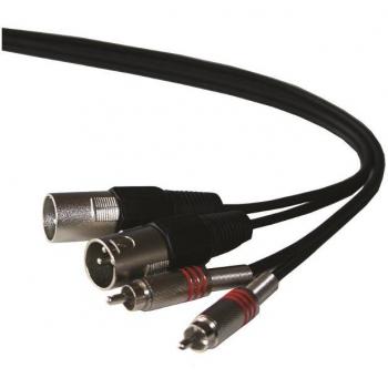 Câble audio 3 m RCA à deux fiches XLR à ressort, IBIZA SOUND CM3RX‑2