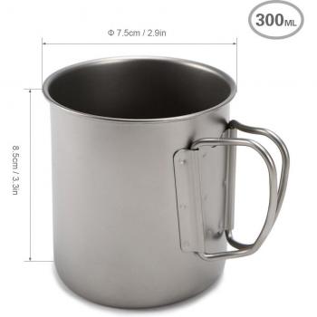 Folding Handle Titanium Camping Cup