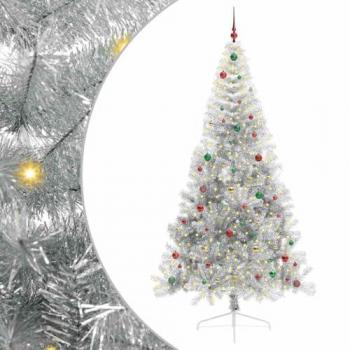 Sapin de Noël Artificiel 240 cm avec Lumières Argent