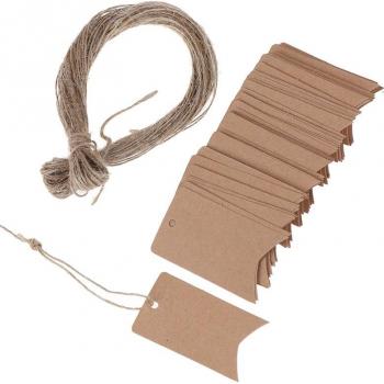 Étiquettes en papier Kraft brun avec ficelle en jute