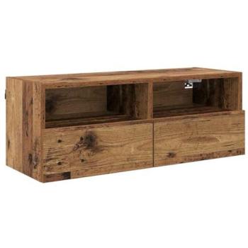 Support TV mural en bois vintage 80 x 30 x 30 cm