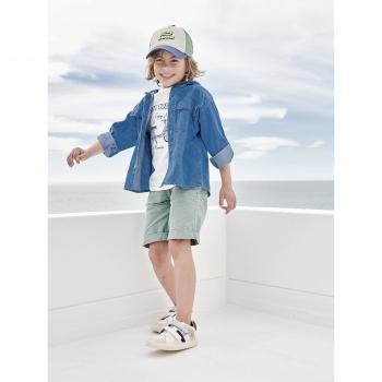 Bermudas Infantil Verde Liso con Patrón