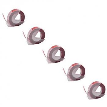 5x 3D Embossed Label Tape for Dymo S0898150, 520102, 0898150, 9mm White on Red