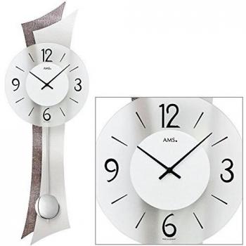 AMS Pendelwanduhr W7426 – Stilvolles Quarzuhr‑Gehäuse aus Holz und Aluminium