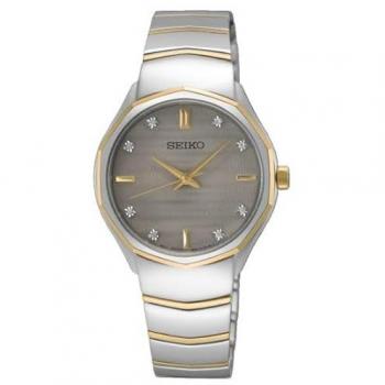 Seiko Caprice 30 mm Grijs Kroon met Diamant Accent