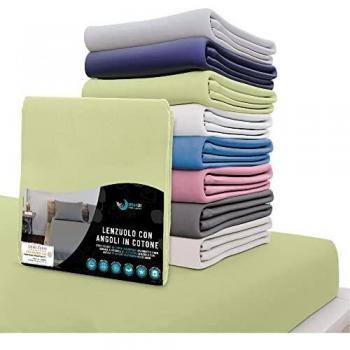 Lenzuolo 100% Cotone Dreamzie Matrimonio Verde 160x200cm