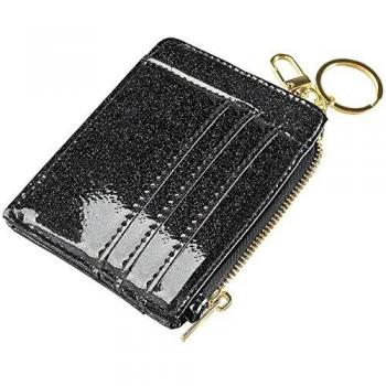 Zippered Leather Coin Purse Keychain Wallet for Women & Men by Ehsbuy
