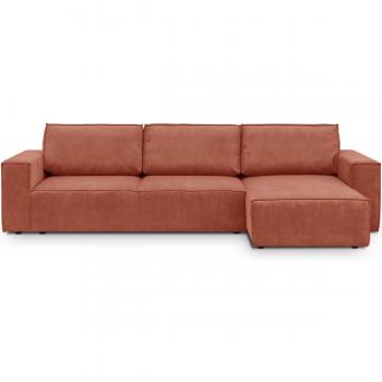 Canapé 5 places convertible en velours terracotta
