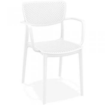 Chaise perforée design avec accoudoirs 'TORINA' en plastique blanc