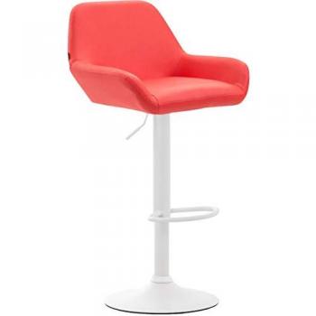 Tabouret Braga CLP Similicuir rouge/blanc, design moderne, pied métallique