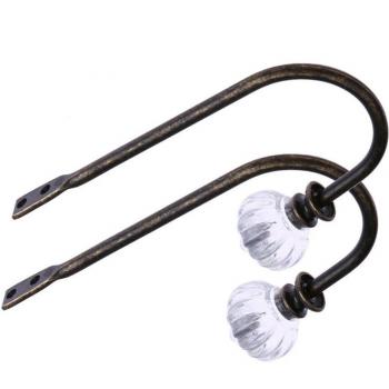 2pcs Zinc Metal Curtain Tie Backs with Decorative Crystal