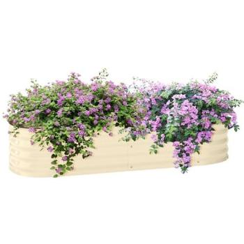 Cream White Galvanized Raised Garden Bed with Protective Edge