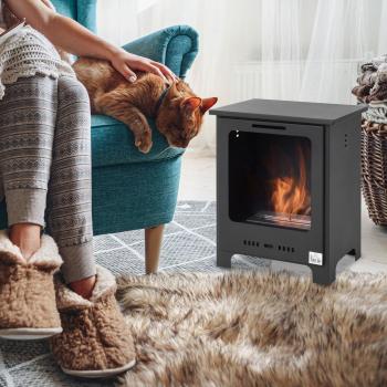 HOMCOM Free-Standing Ethanol Fireplace Heater with 0.9L Tank