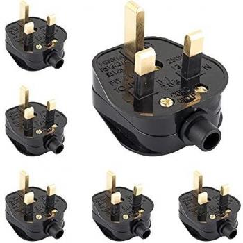 UK 3‑Pin 13Amp Fused Outlet Cords – Set of 6