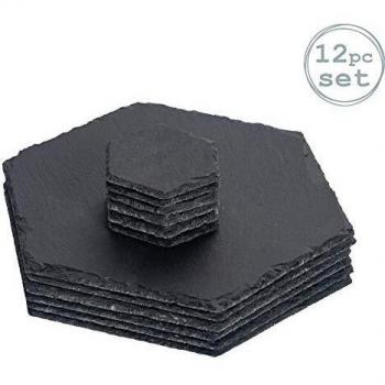 Argon Tableware Grey Hexagon Slate Coasters Set