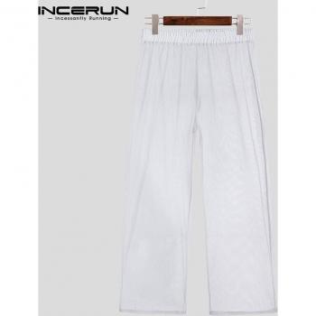 INCERUN Herren Pantalons, Perspektive Gittergewebe, Beiläufige Lange Hosen S-5XL