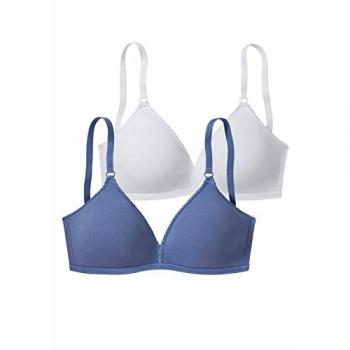 Petite Fleur Triangel Soft-BH Damen Blau/Weiß Gr. 80A (2er Pack) ohne Bügel