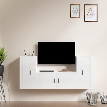 High Gloss White 3 Piece TV Cabinet Set