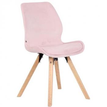 Mesa y Silla Luna: Pies de Madera, Asiento Terciopelo Rosado