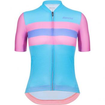 Santini Maglia A Maniche Corte Turchese Chiaro Rosa