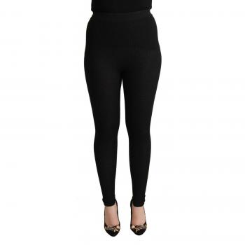 Dolce & Gabbana Black Cashmere Stretch Waist Tights Pants