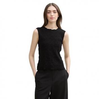 Tom Tailor Damen Baumwoll-Crinkle Top schwarz L