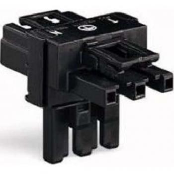 Bloc de connexion T 1M 2F 3 pôles noir