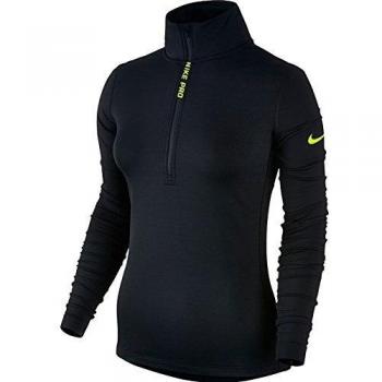 Camiseta Nike W Np Hprwm Top Ls Hz, Mujer, Negro (Black/Volt), S