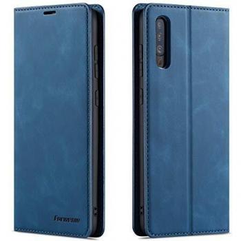 QLTYPRI Premium Ledertasche für Samsung Galaxy A50 – Handyhülle, Kartenhalter, Flip‑Ständer (Blau)