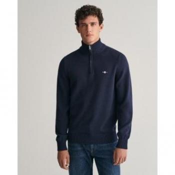 Gant Strickpullover Herren Troyer CASUAL COTTON HALF ZIP (1-tlg)