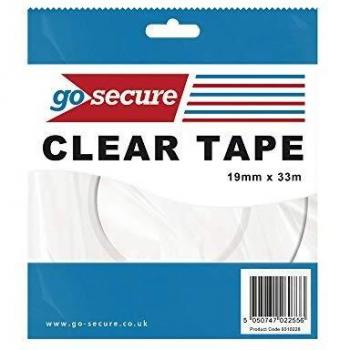 GoSecure Small Tape 19mmx33m Clear Pack of 12 PB02298 PB02298