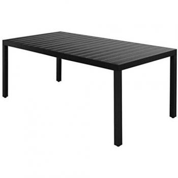 Table de Terrasse Noir 185 x 90 x 74 cm Aluminium et WPC