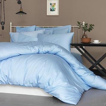 Juego de Ropa de Cama Satén de Algodón Azul 240x220
