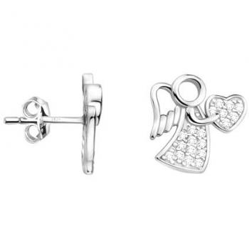 Damen Ohrstecker Herz Engel, 925 Silber