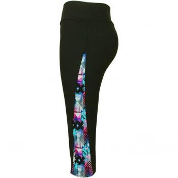 Short pantalon sport femme sans couture floral, coupe 3/4