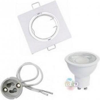 Kit d’éclairage LED GU10 carré, couleur blanc – ampoule 8 W – unité SILUMEN