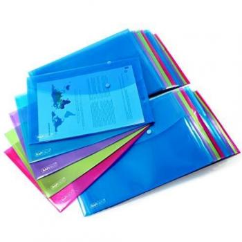 Rapesco 1495 A4/Foolscap Plastic Popper Wallet, Transparent Assorted Colours, Pack of 50